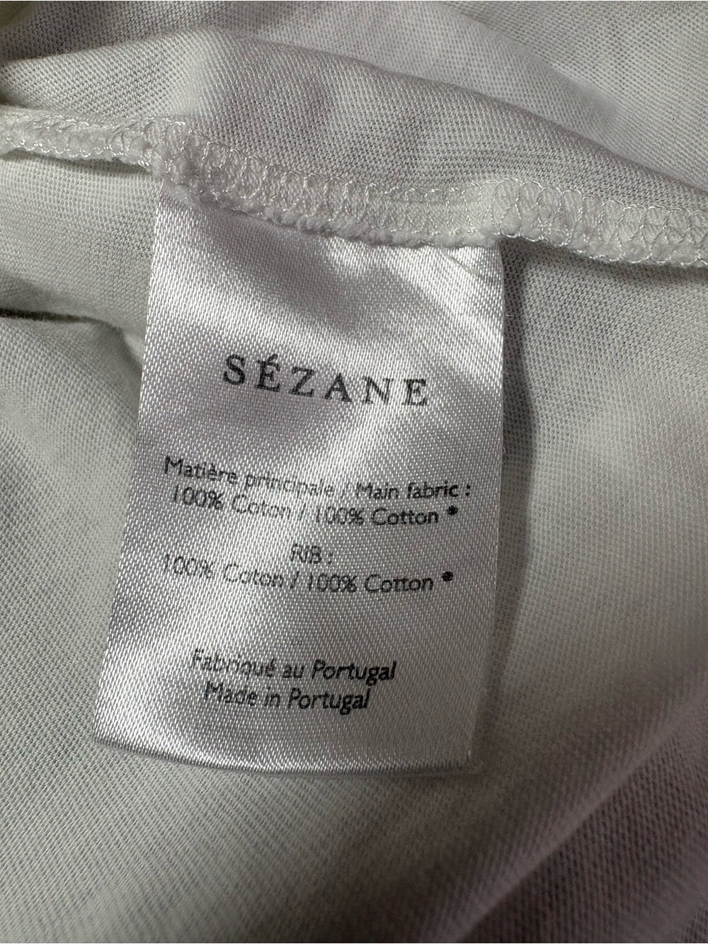 Sézane Shirt Womens Small White Crew Neck Short Sleeve 100% Cotton Tee Basic - Picture 6 of 7